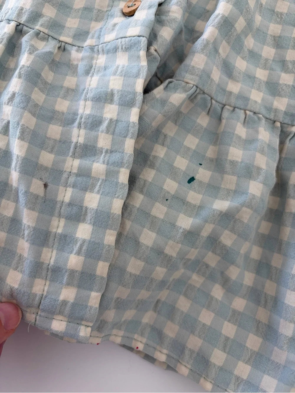 Zara Girls Blue And White Gingham Cotton Dress Size 3-4T PLAY Condition